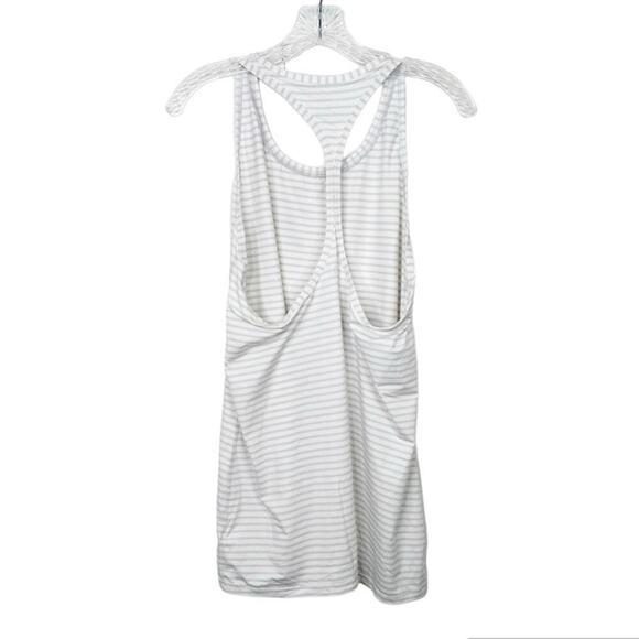 ATHLETA | White and Light Gray Stripe Racerback Chi Tank Top Sz. XL - Picture 3 of 3